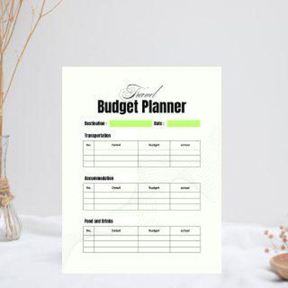 Travel Budget Planner A4