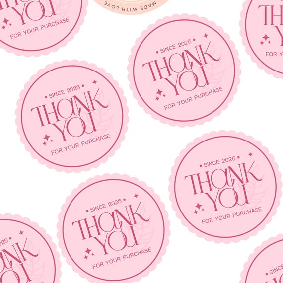 Pink Elegant Business Thank You Circle Sticker