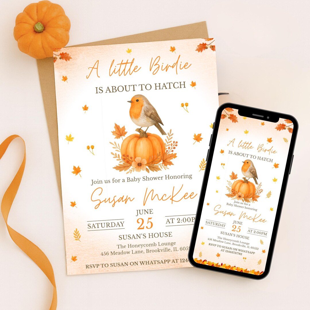 Editable Robin Baby Shower Invitation | A Little Birdie | Printable ...