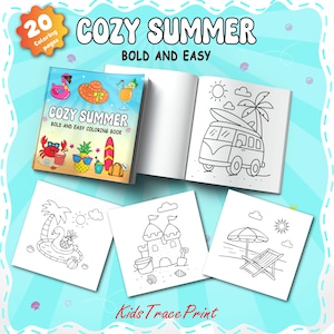 Cozy Summer  Coloring Pages | Set One 20 Pages | Bold and Easy Coloring Book | Instant Download PDF