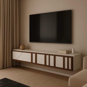 TV Unit – Contemporary Floating Console (SketchUp + Plans + Renders)