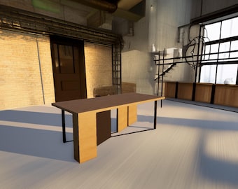 Offset Esstisch – Moderner Holz & Stahl Tischplan (SketchUp + Cut List + Anleitung)