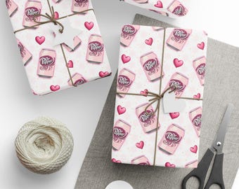 Dr Pepper Pink Valentines Day Wrapping Paper, Diet Dr Pepper, Funny Gift Wrap, Gift Wrap Roll, Dr Pepper Lover, Festive Wrapping Paper