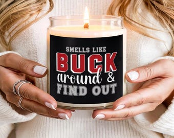 Vela del día del partido de los Ohio State Buckeyes, vela de fútbol americano Buck Around, fútbol americano de Ohio State, regalo de Ohio, Brutus, fútbol americano universitario, OSU