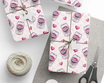 Diet Dr Pepper Pink Valentine Wrapping Paper, Funny Holiday Gift Wrap, Gift Wrap Roll, Dr Pepper Lover, Birthday Wrapping Paper