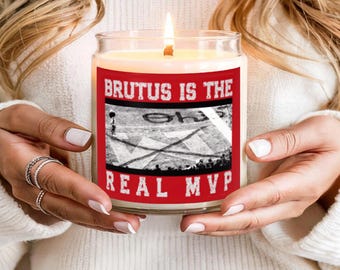 Vela divertida de Brutus, el verdadero MVP de los Ohio State Buckeyes, Michigan X, zona de anotación, vela del día del juego, fanático del fútbol americano de OSU, regalo para él