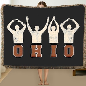 Ohio State Buckeyes "OHIO" handvävd filt, OSU fotboll, Columbus Ohio, gobelängfilt, Ohio-gåva, Buckeyes-fan, baklucka