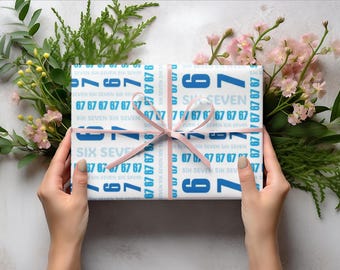 Emballage cadeau Six Seven Meme, emballage de Noël amusant, papier cadeau 6-7, feuille d'emballage cadeau pour les fêtes, papier de Noël, échange yankee