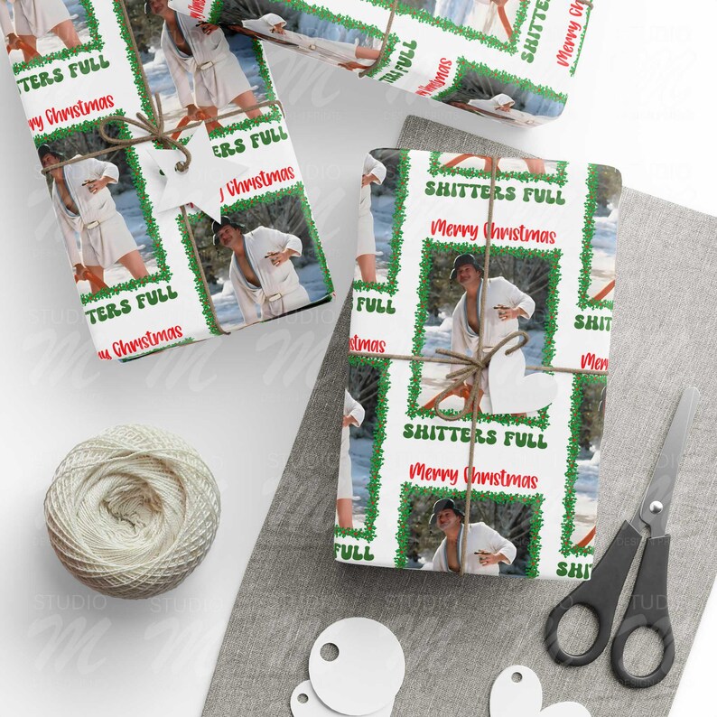 Shitters Full Cousin Eddie Funny Christmas Wrapping Paper, National Lampoon's Christmas Vacation, Clark Griswold, Xmas gift wrap