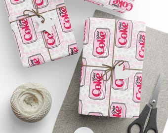 Diet Coke Subtle Fridge Cigs Valentine Wrapping Paper, Funny Wrapping Paper, Diet Coke Gift Wrap, Coca-Cola, Birthday Wrapping Paper