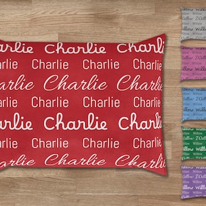 Personalized Dog Bed: Custom Name Repeat Pattern, Modern Dog/Cat Cushion