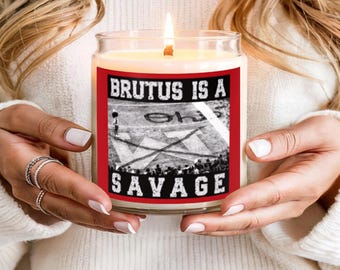 Vela "Brutus es un salvaje" de los Ohio State Buckeyes, Michigan X, zona de anotación, vela del día del juego, fanático del fútbol americano de OSU, regalo para papá
