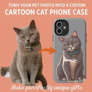Custom Pet Glossy Phone Case, Personalized Cat & Dog Portrait, Compatible with iPhone, Samsung and Google Pixel Models