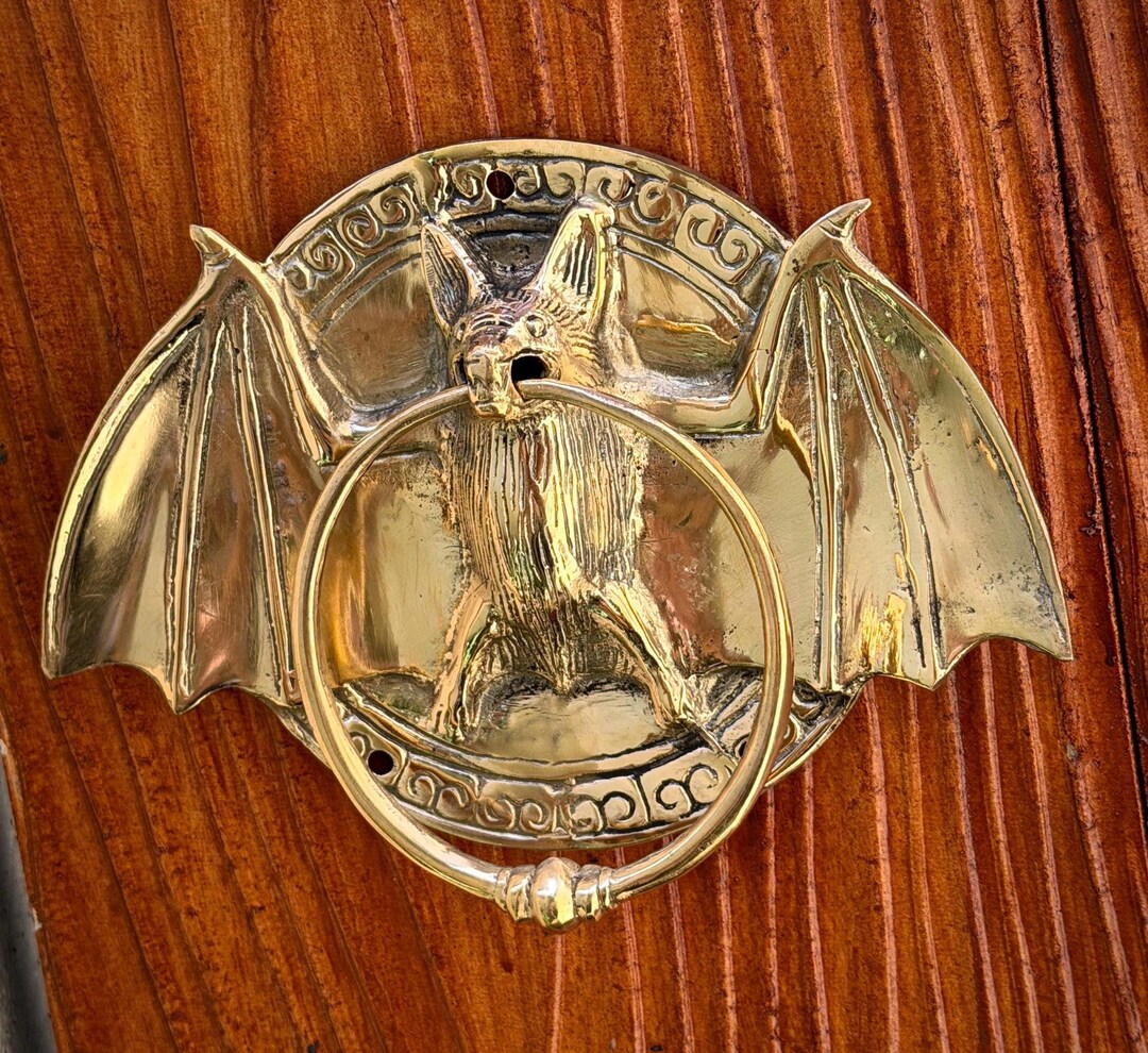 Brass Bat Knocker Gothic Door Hardware Dark Academia Decor Statement ...