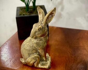 Handgemaakt messing konijnenbeeldje | Konijnendecoratie in vintage stijl