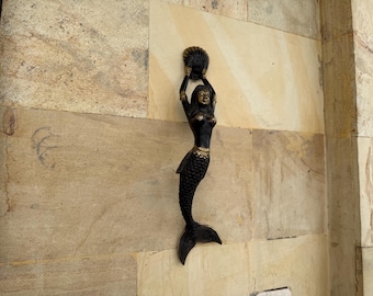 Brass Mermaid Door Pull Entry Door Handle Coastal Home Decor Beach House Hardware Nautical Front Door Accent