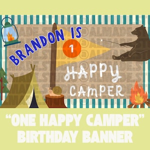 ONE Happy Camper Birthday Banner