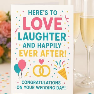 Printable Wedding Card – Modern Minimalist Digital Card, Instant Download Congratulations wedding gift