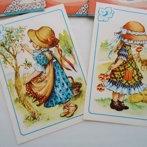 Três lindos adesivos de meninas envelopes surpresas.80s
