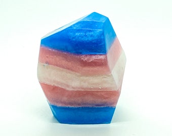 Transgender pink, blue and white crystal shaped soap, modern vegan bar soap, luxe bath soap, modern bath