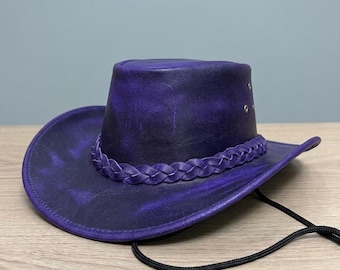 Purple Leather Cowboy Hat – Western Rodeo Hat for Men Women