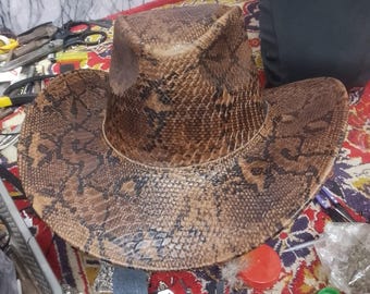 Snake Embossed Leather Cowboy Hat – Handmade Western Festival Rodeo Hat Unisex