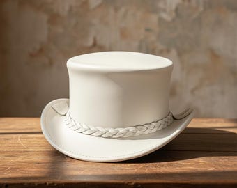 White Victorian Top Hat – Steampunk Wedding Cosplay Formal Hat