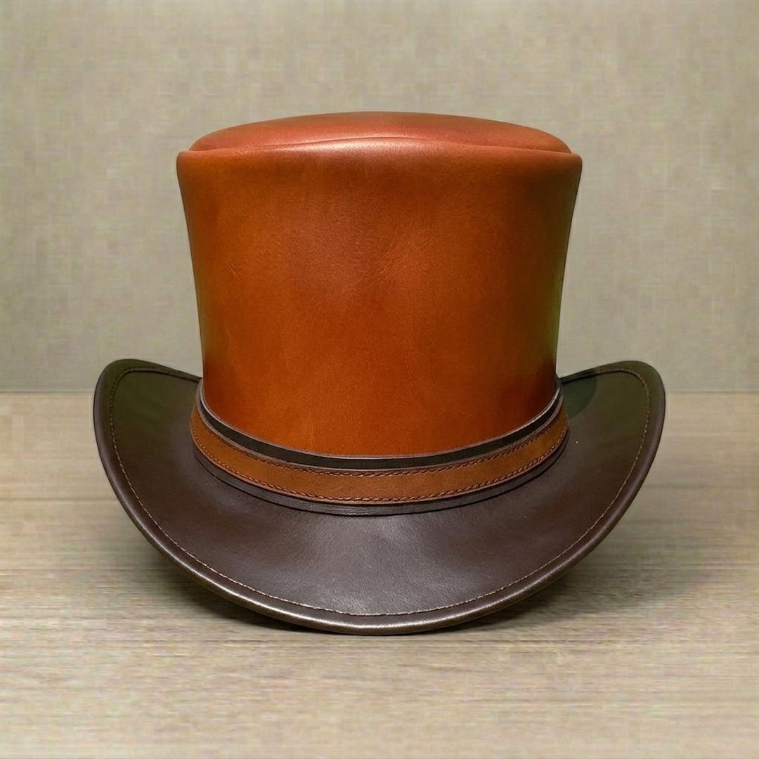 Brown Leather Top Hat – Two Tone Steampunk Victorian Gothic Hat - Etsy