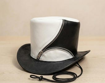 Black White Steampunk Top Hat – Gothic Cosplay Festival Hat