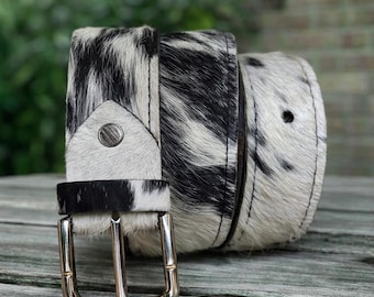 Handmade Hair-On Cowhide Leather Belt | Western Cowboy Rodeo Accessory