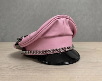 Pink Leather Captain Cap – Fashion Cosplay Statement Hat Gift For Her