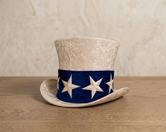 Uncle Sam Top Hat: Velvet Patriotic American Flag Hat