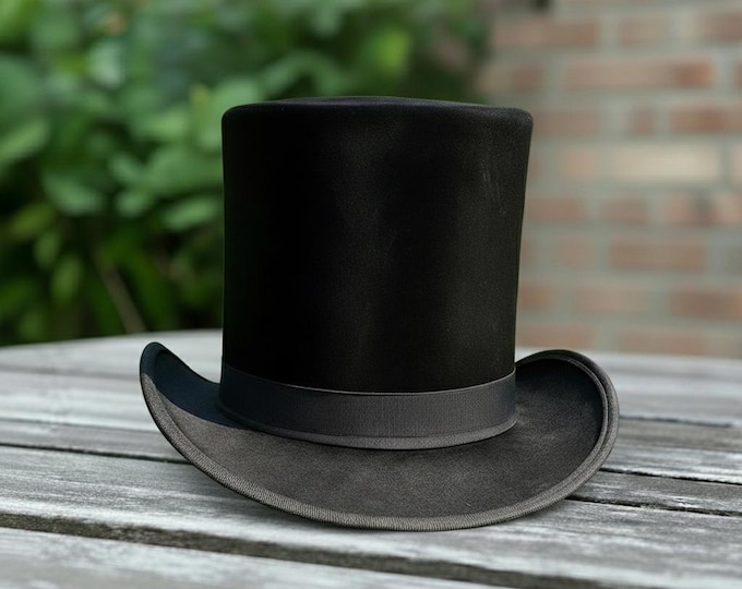 Victorian Steampunk Top Hat – Handmade Black Silk Hat for Men, Cosplay Costume