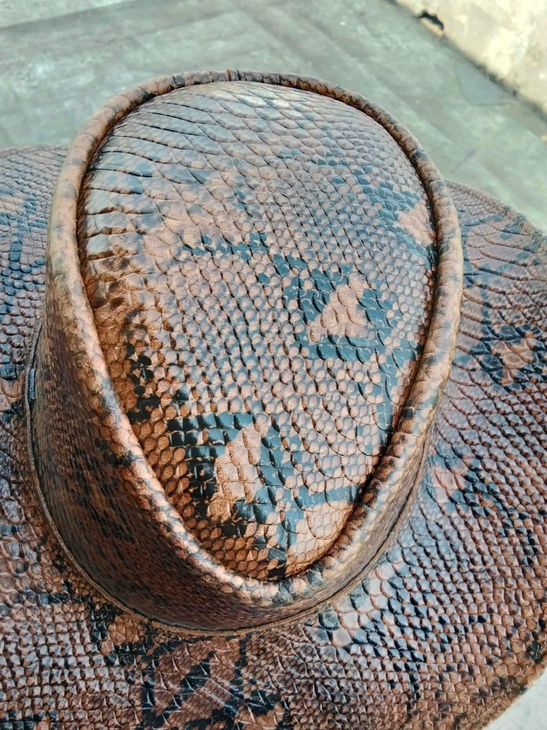 Snake Embossed Leather Cowboy Hat – Handmade Western Festival Rodeo Hat ...