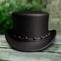 Victorian Black Leather Top Hat for Men – Steampunk Gothic Cosplay Costume Hat product logo