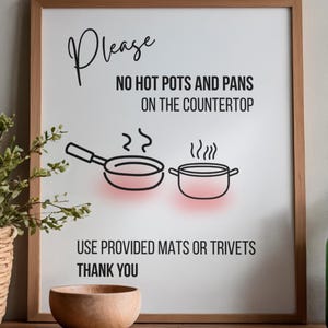 No Hot Pots Sign — Printable Kitchen Sign for Airbnb, Hostels & Rentals