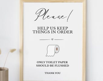 Flush Toile Paper Only Schild - Badezimmer für Zuhause, Büro, Airbnb