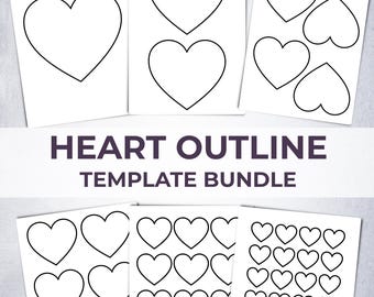 Herz Gliederung Vorlagen - druckbares Handwerkspaket - druckbare Formen (A4 & US Letter)