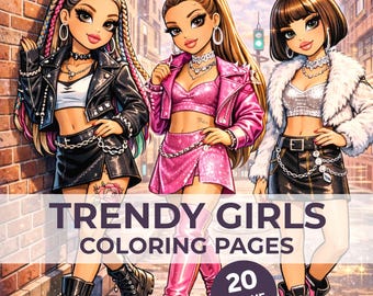 20 trendige Mädchen Malvorlagen zum Ausdrucken (Digitaler Download)