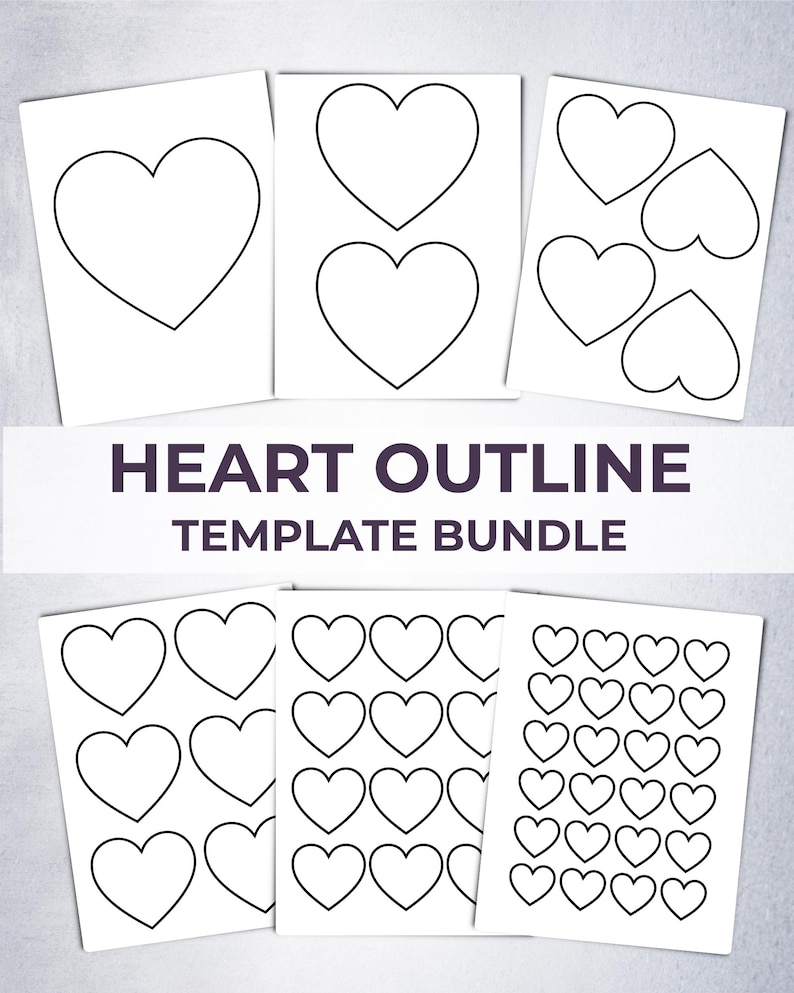 Heart Outline Templates Printable Craft Bundle Printable Shapes (A4