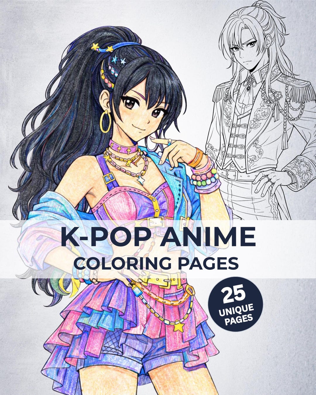 Printable K-pop Coloring Book for Teens and Adults – 25 Anime Style ...