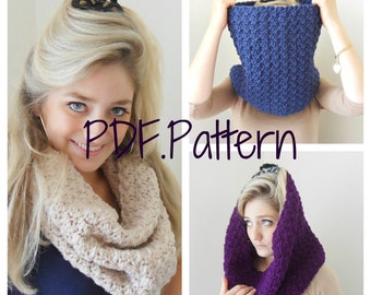 Cowl Crochet Pattern - PDF infinity scarf / snood
