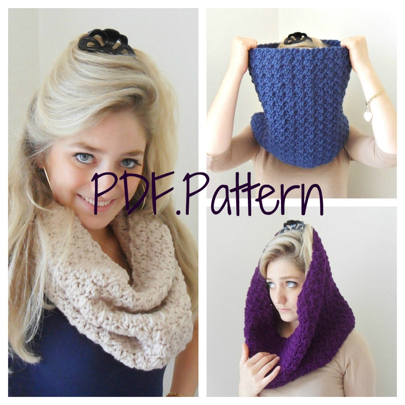 Cowl Crochet Pattern PDF infinity scarf / snood image 1
