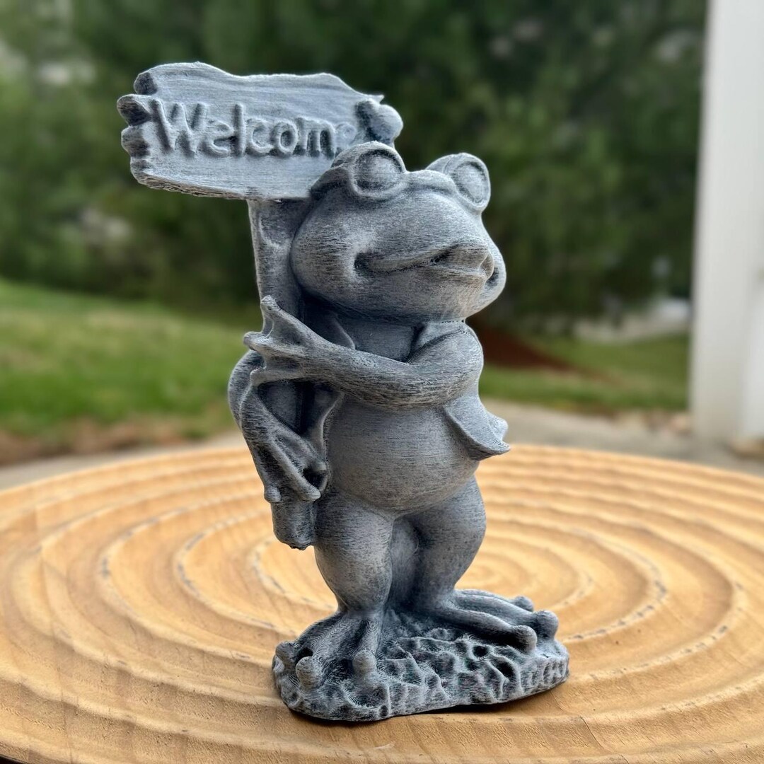 Frog Welcome Sign Garden Statue Cute Frog Decor Outdoor Garden Decor ...