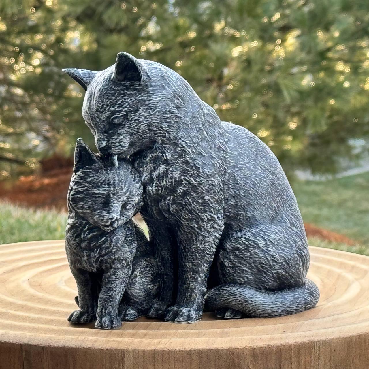 Mother Cat Kitten Figurine - Etsy