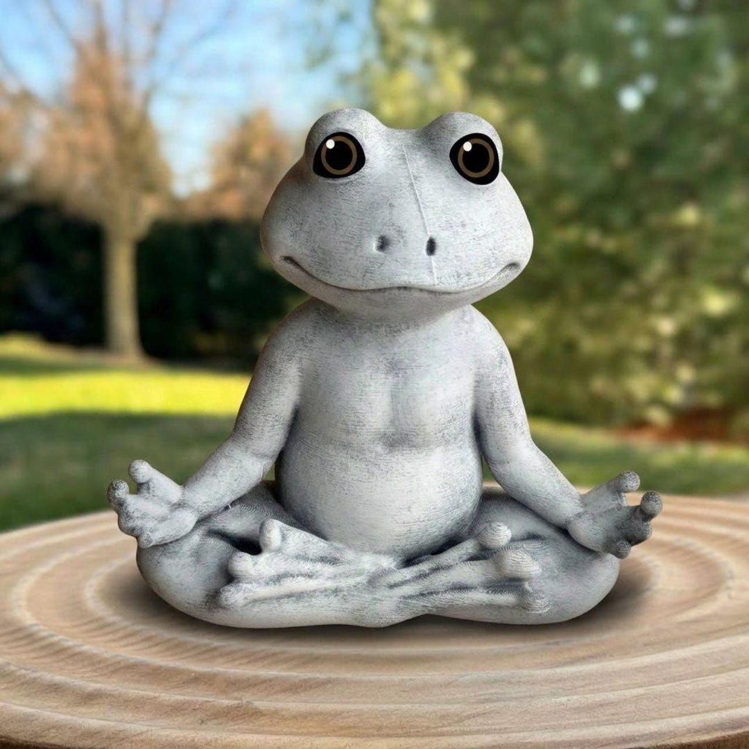 Yoga Frog Garden Statue Meditating Frog Figurine Concrete Stone Outdoor ...