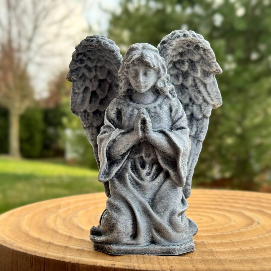 Concrete Praying Angel Statue Guardian Angel Sculpture Religious Decor ...