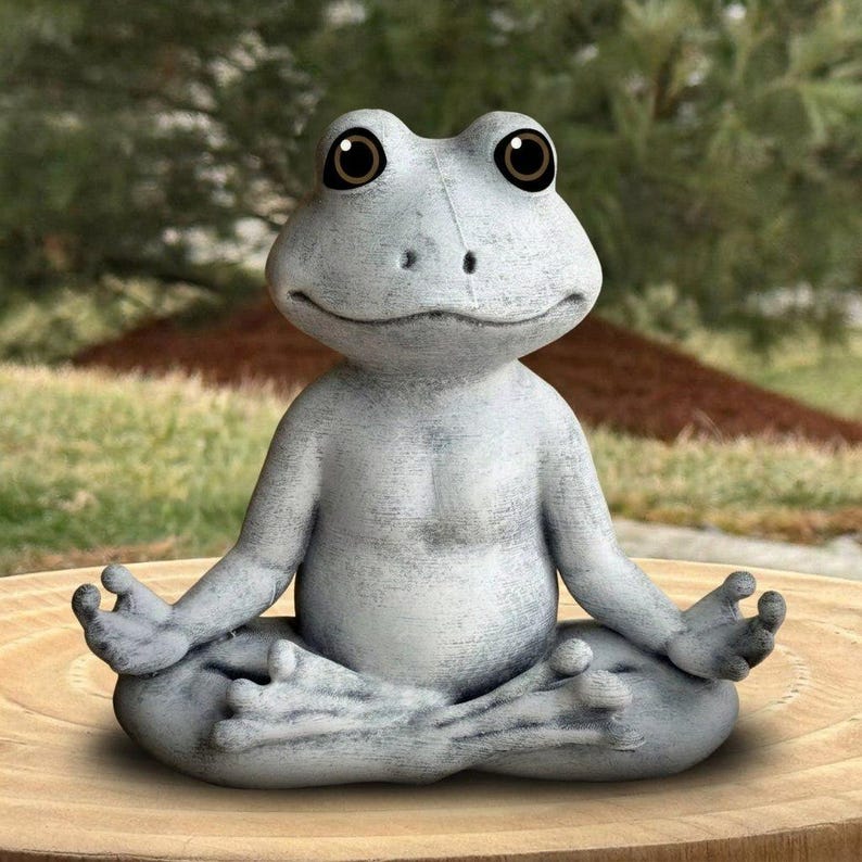 Yoga Frog Garden Statue Meditating Frog Figurine Concrete Stone Outdoor ...