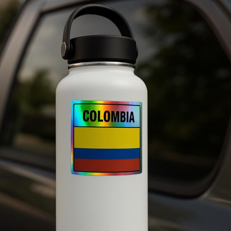 Colombia Flag Holographic Sticker | Shiny Vinyl Colombian Flag Decal ...
