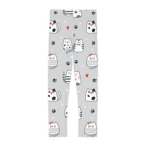 Cute Cat Print Kids Leggings, Adorable Comfort for Playtime, Cat Lover Gifts, Toddler Leggings, Animal Lover Apparel